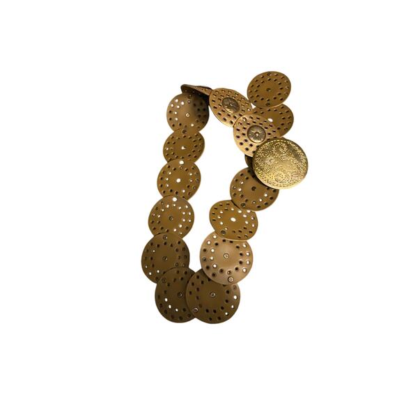 Boho Brass Disc Medallion Belt XL 45in Vintage Style Man Made Materials - Picture 4 of 5